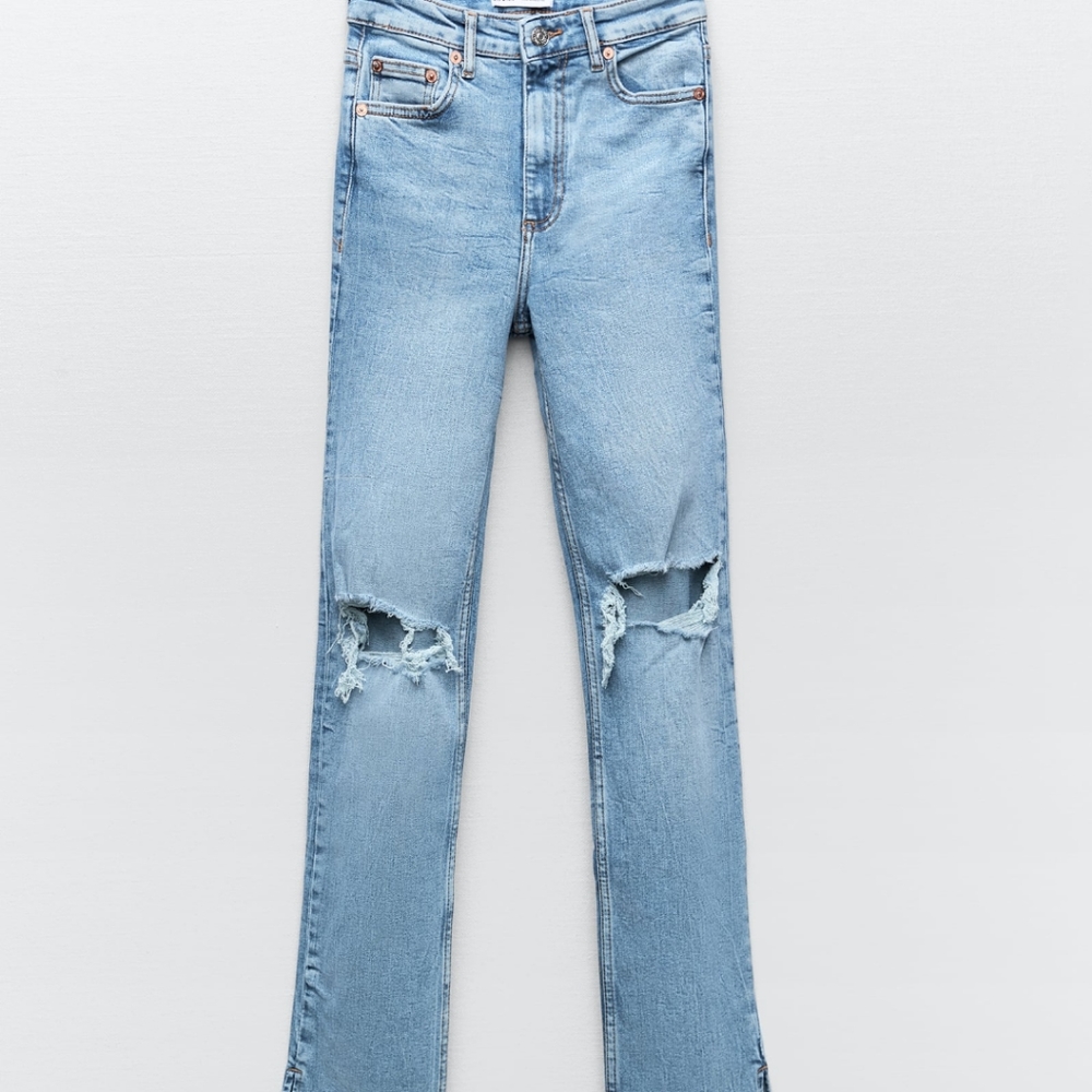 Zara Full Length High Rise Split Skinny Jeans Size 4